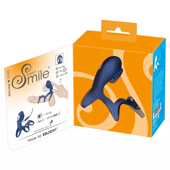 SMILE Couple - anel peniano vibratório recarregável - silicone azul