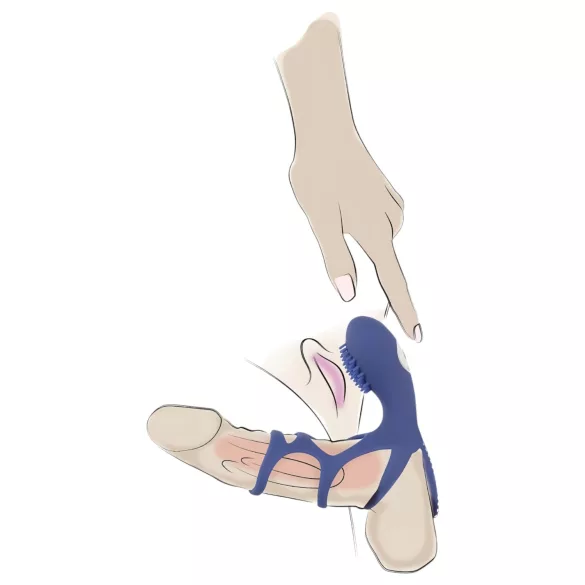 SMILE Couple - anel peniano vibratório recarregável - silicone azul