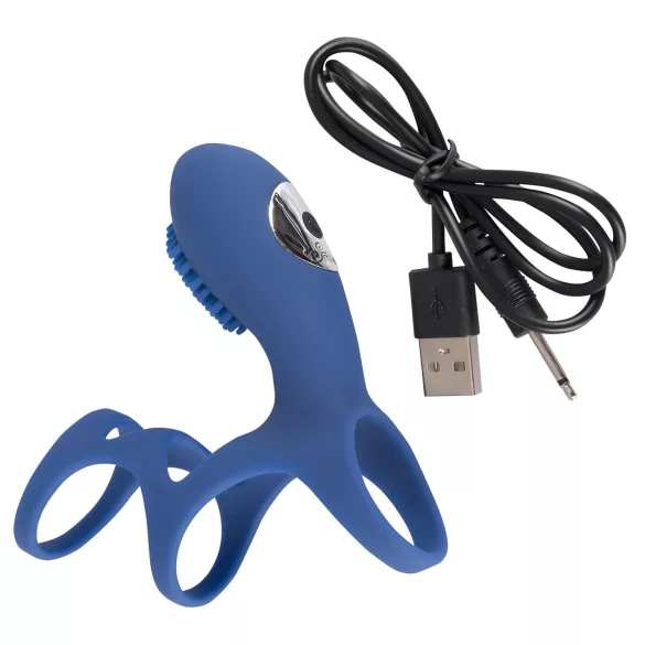 SMILE Couple - anel peniano vibratório recarregável - silicone azul