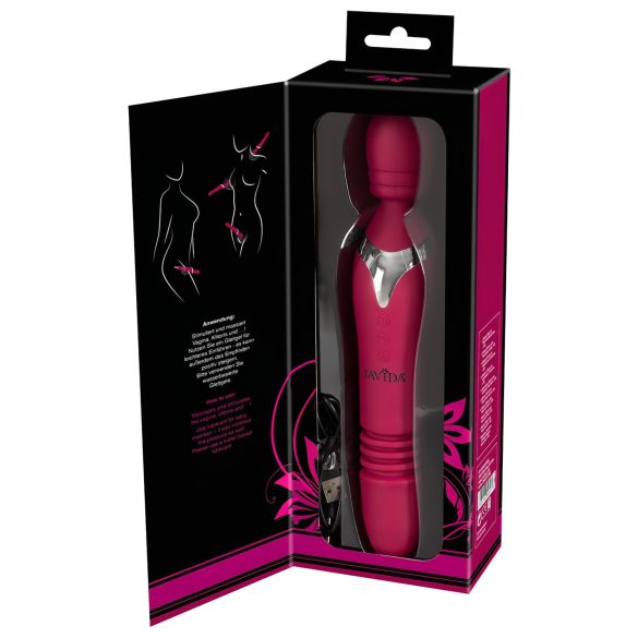 Javida Thrusting - vibrador massageador 3 em 1 recarregável silicone vermelho