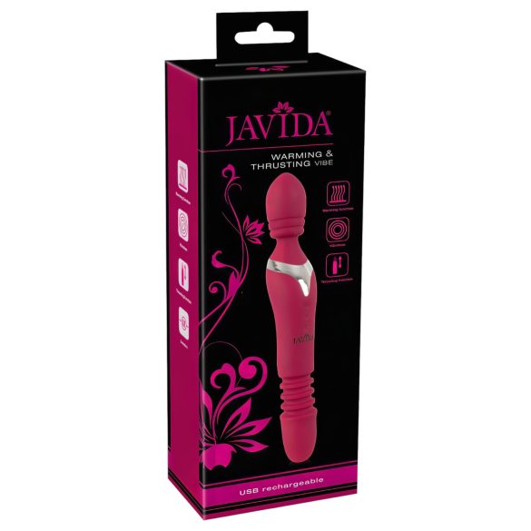 Javida Thrusting - vibrador massageador 3 em 1 recarregável silicone vermelho