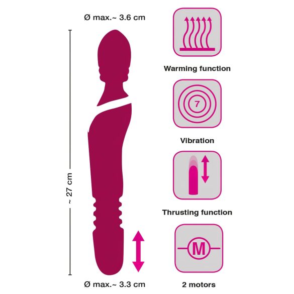 Javida Thrusting - vibrador massageador 3 em 1 recarregável silicone vermelho