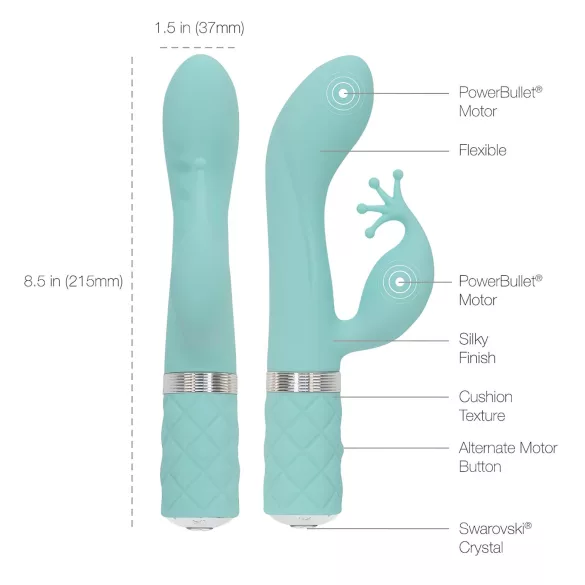 Pillow Talk Kinky - vibrador G-spot recarregável com 2 motores (turquesa)