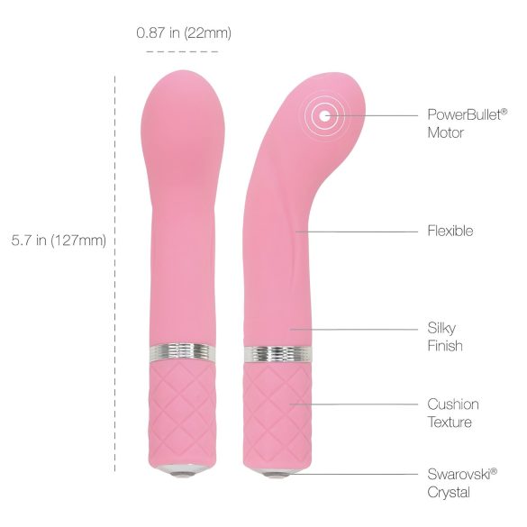 Pillow Talk Racy - vibrador ponto G recarregável e fino - silicone rosa