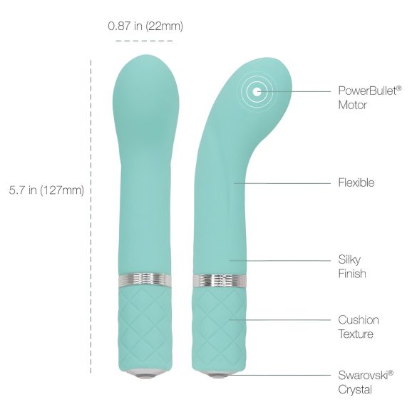 Pillow Talk Racy - vibrador ponto G recarregável fino - silicone azul turquesa