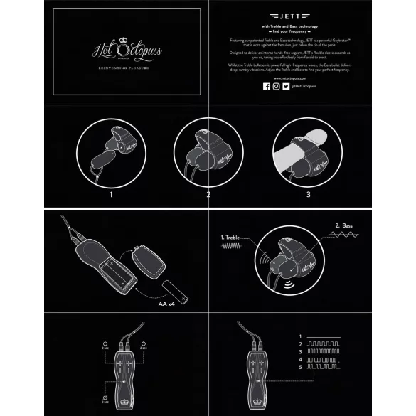 HOT Octopuss JETT - vibrador peniano duplo motor - silicone preto