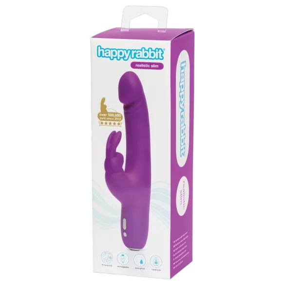 Happyrabbit - vibrador realístico com estimulador de clitóris recarregável