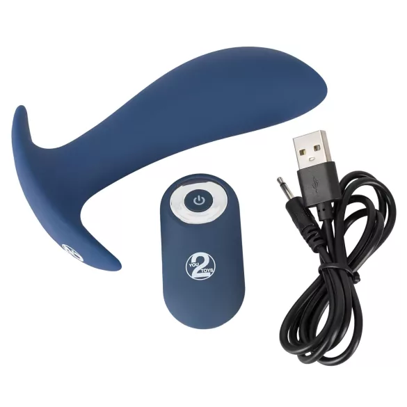 You2Toys - plug anal vibratório recarregável com controle remoto - silicone azul