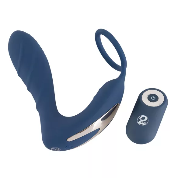 You2Toys - plug anal vibratório com anel peniano - silicone azul