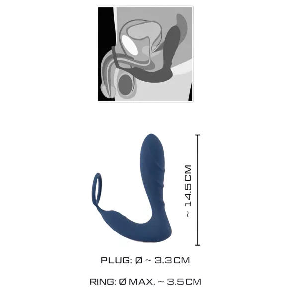 You2Toys - plug anal vibratório com anel peniano - silicone azul