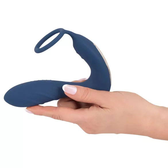 You2Toys - plug anal vibratório com anel peniano - silicone azul