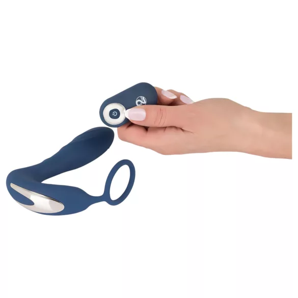 You2Toys - plug anal vibratório com anel peniano - silicone azul