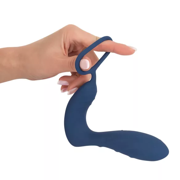You2Toys - plug anal vibratório com anel peniano - silicone azul