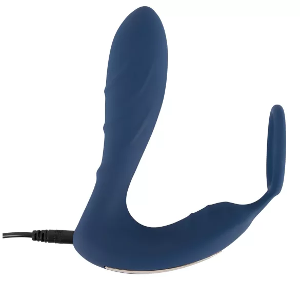 You2Toys - plug anal vibratório com anel peniano - silicone azul