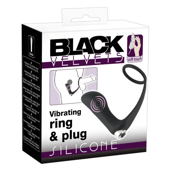 Black Velvets - vibrador anal com anel peniano - silicone preto