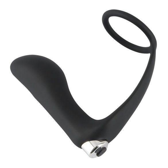 Black Velvets - vibrador anal com anel peniano - silicone preto