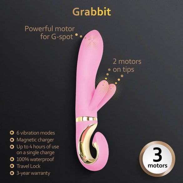 G-Vibe GRabbit - vibrador ponto G recarregável 3 motores silicone rosa
