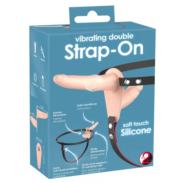 You2Toys - strap-on vibrador duplo - cor natural