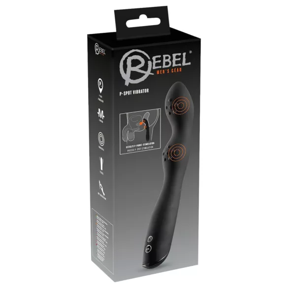 Rebel P-Spot - vibrador próstata com 2 motores - silicone preto