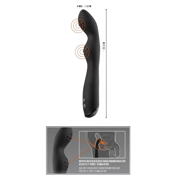 Rebel P-Spot - vibrador próstata com 2 motores - silicone preto