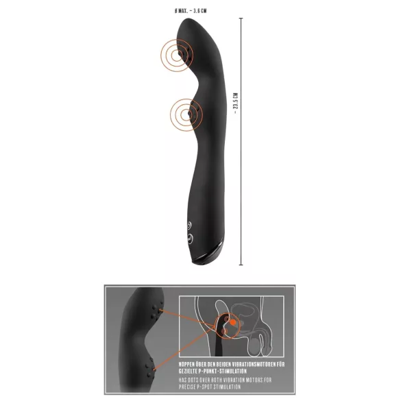 Rebel P-Spot - vibrador próstata com 2 motores - silicone preto