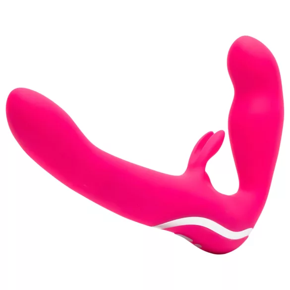 Happyrabbit - vibrador strapless com cinta dupla - silicone rosa