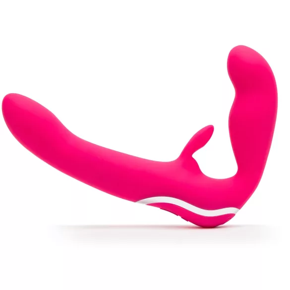 Happyrabbit - vibrador strapless com cinta dupla - silicone rosa