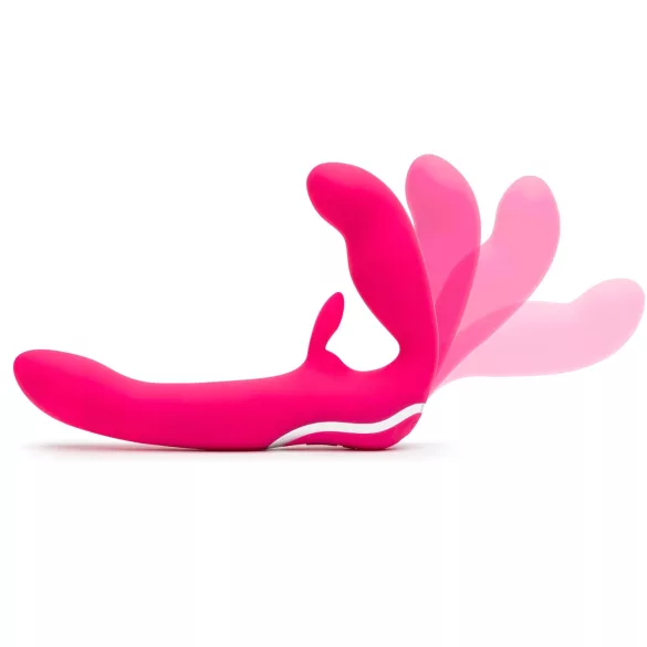 Happyrabbit - vibrador strapless com cinta dupla - silicone rosa