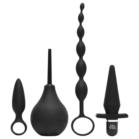 Fifty Shades of Grey - kit anal 4 em 1 - silicone preto