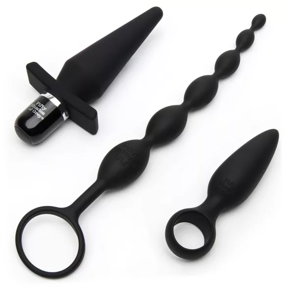 Fifty Shades of Grey - kit anal 4 em 1 - silicone preto