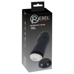   Rebel - masturbador masculino 2 em 1 sucção e vibração - silicone preto