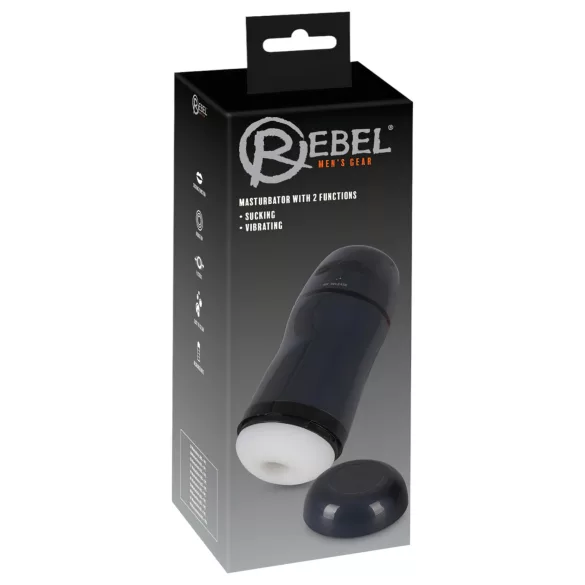 Rebel - masturbador masculino 2 em 1 sucção e vibração - silicone preto