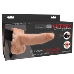   Fetish Strap-On 6 - cintaralho oco com vibração - vibrador realista cor natural