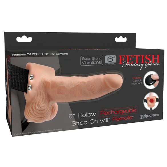 Fetish Strap-On 6 - cintaralho oco com vibração - vibrador realista cor natural