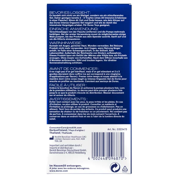 Durex Intense Orgasmic - gel estimulante de clitóris (10 ml)