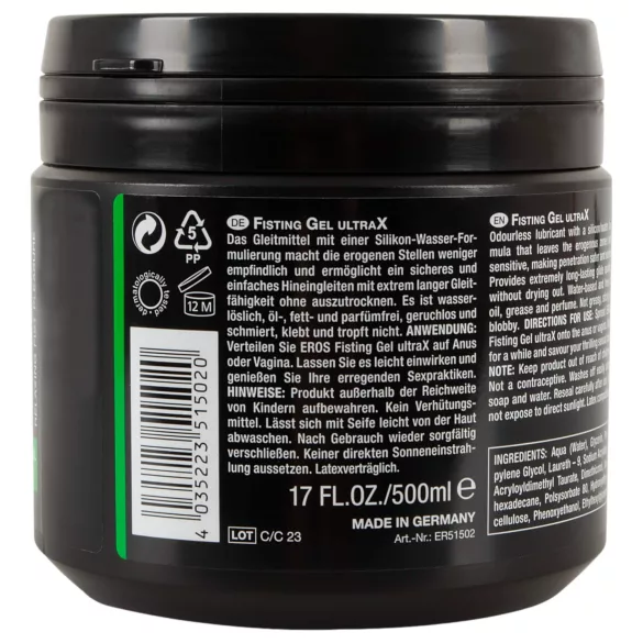 Eros - gel lubrificante para fisting - 500ml