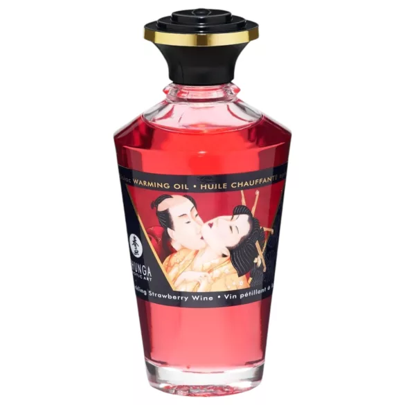 Shunga - óleo de massagem com efeito calor - champanhe e morango - 100ml