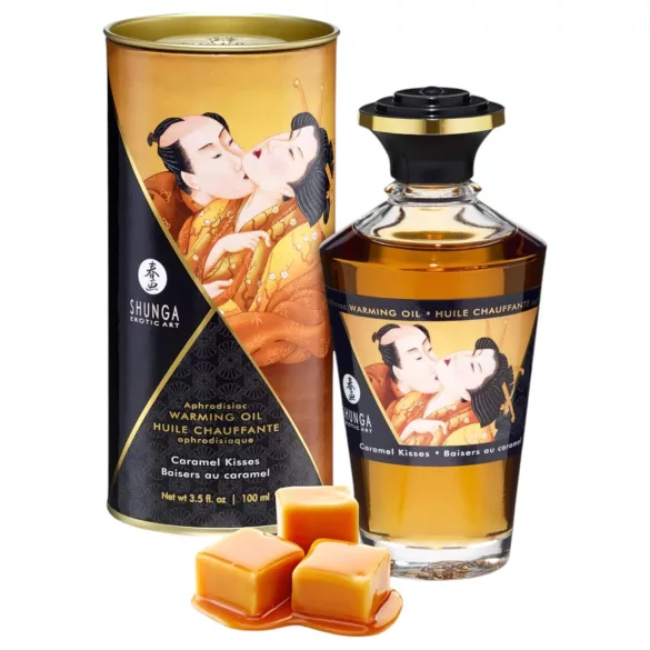 Shunga - óleo de massagem com efeito calor - caramelo - 100ml