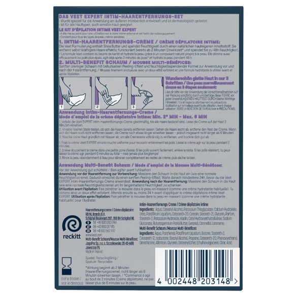 Veet - creme depilatório íntimo e espuma hidratante para mulheres (2x50 ml)