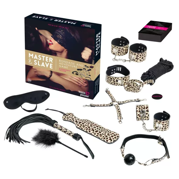Master & Slave - Kit de bondage - couro sintético marrom e preto
