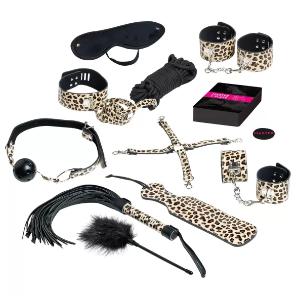 Master & Slave - Kit de bondage - couro sintético marrom e preto