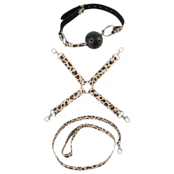 Master & Slave - Kit de bondage - couro sintético marrom e preto
