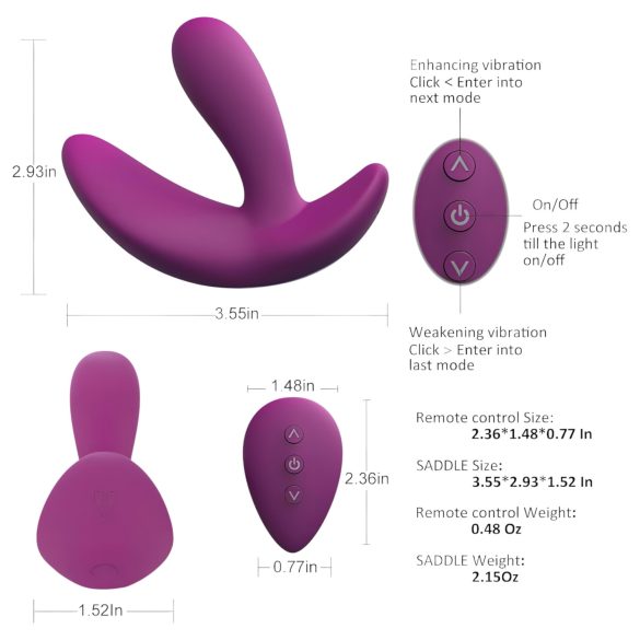 Cotoxo Saddle - vibrador de próstata com controle remoto - cor violeta