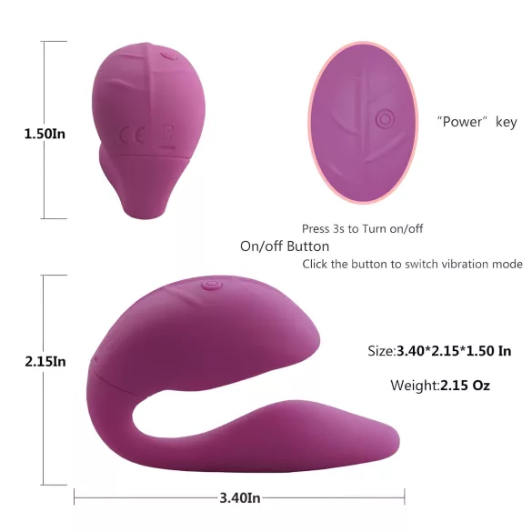 Cotoxo Cupid 2 - vibrador para casais com controle remoto - roxo