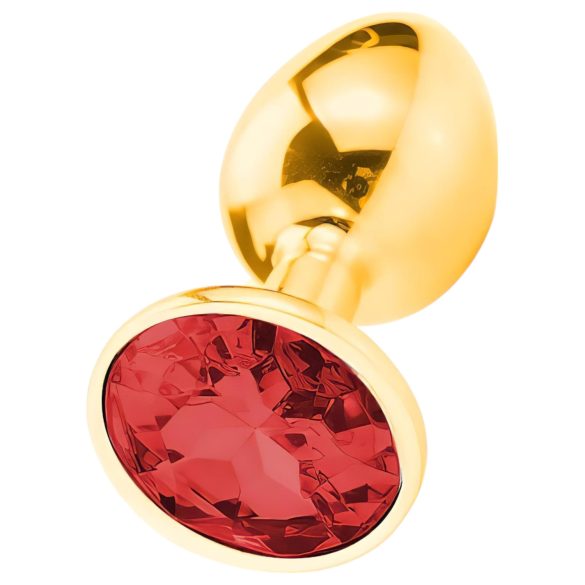 Sunfo - plug anal metálico - pedra vermelha - dourado