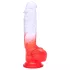 Sunfo - dildo com ventosa e testículos - 21cm - transparente/vermelho