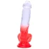 Sunfo - dildo com ventosa e testículos - 21cm - transparente/vermelho
