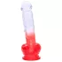 Sunfo - dildo com ventosa e testículos - 21cm - transparente/vermelho