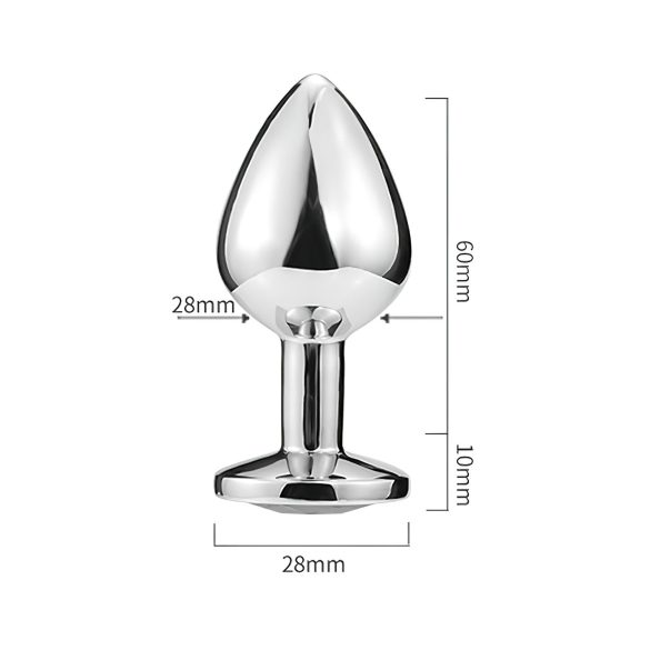 Sunfo - plug anal metálico com pedra em forma de coração - prata/branco