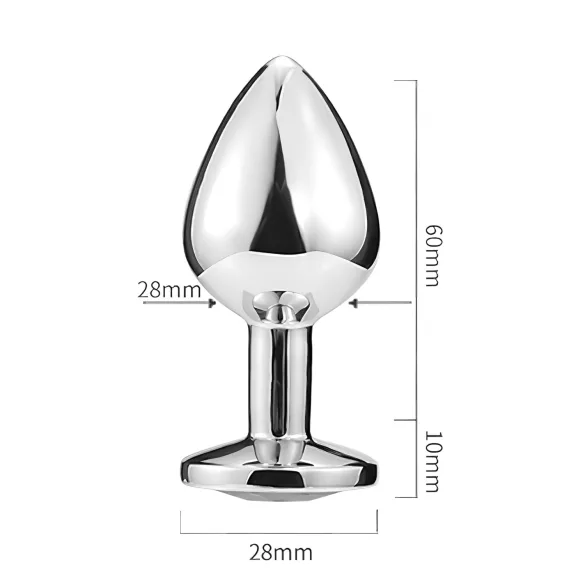 Sunfo - plug anal metálico com pedra em forma de coração - prata/rosa